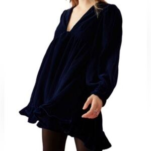 Free People Navy Velvet Dress
